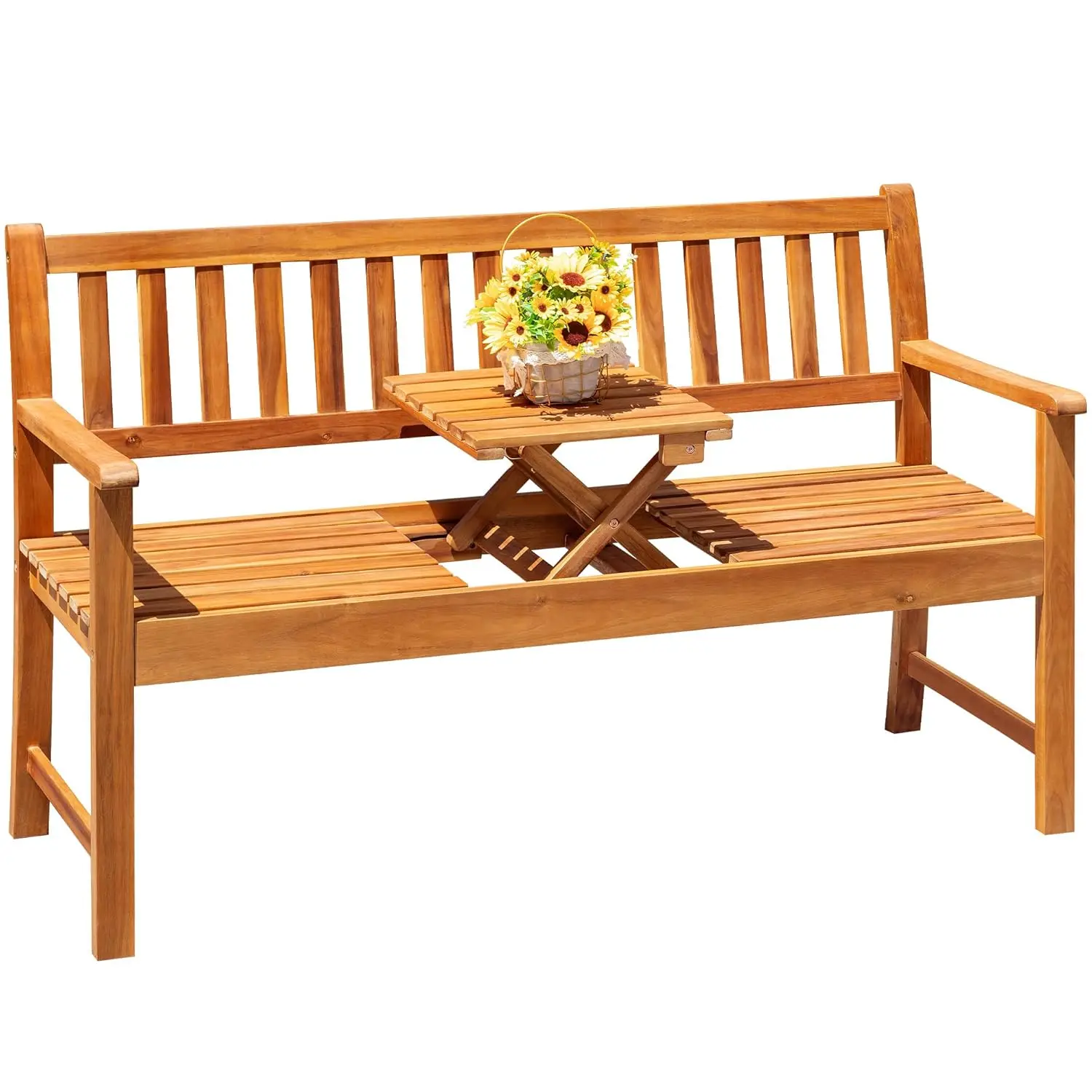 2-Person Outdoor Wood Loveseat Bench with Pull-Out Center Table for Backyard Balcony Patio, Log Color, Customized
2-Person Outdoor Wood Loveseat Bench with Pull-Out Center Table for Backyard Balcony Patio, Log Color, Customized