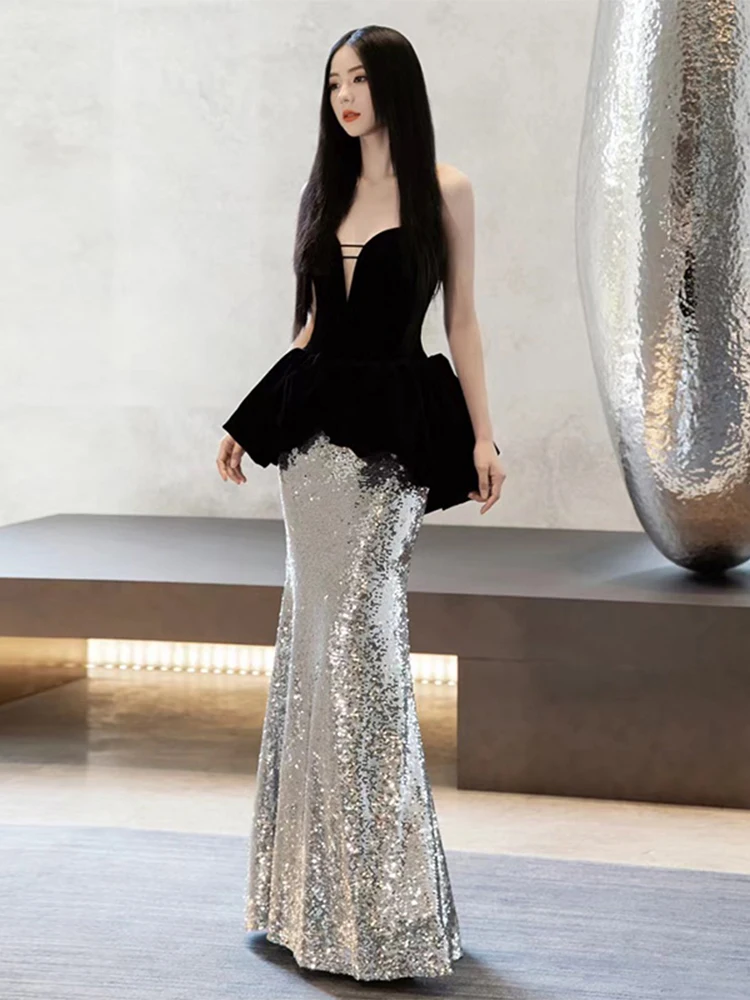 Ele Bla Wedding Dr with Sequins Fi Tail Design for Bride Host Ceremony Long Evening Gown Sexy Strapl Dr
Ele Bla Wedding Dr with Sequins Fi Tail Design for Bride Host Ceremony Long Evening Gown Sexy Strapl Dr