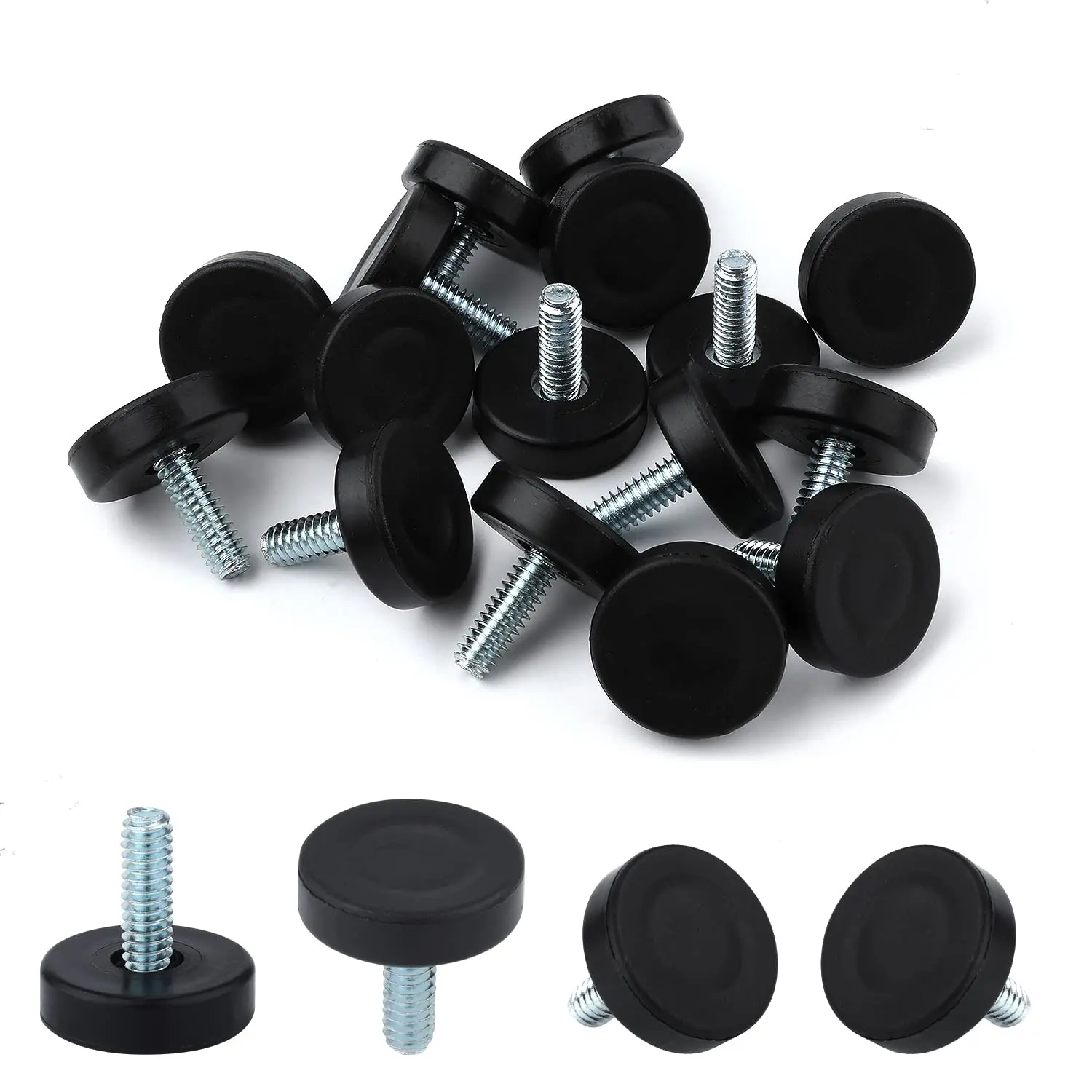 16pcs Black Rubber Leveling Feet With 1/4 Inch Thread For Furniture Table Chair Legs Adjustment
16pcs Black Rubber Leveling Feet With 1/4 Inch Thread For Furniture Table Chair Legs Adjustment