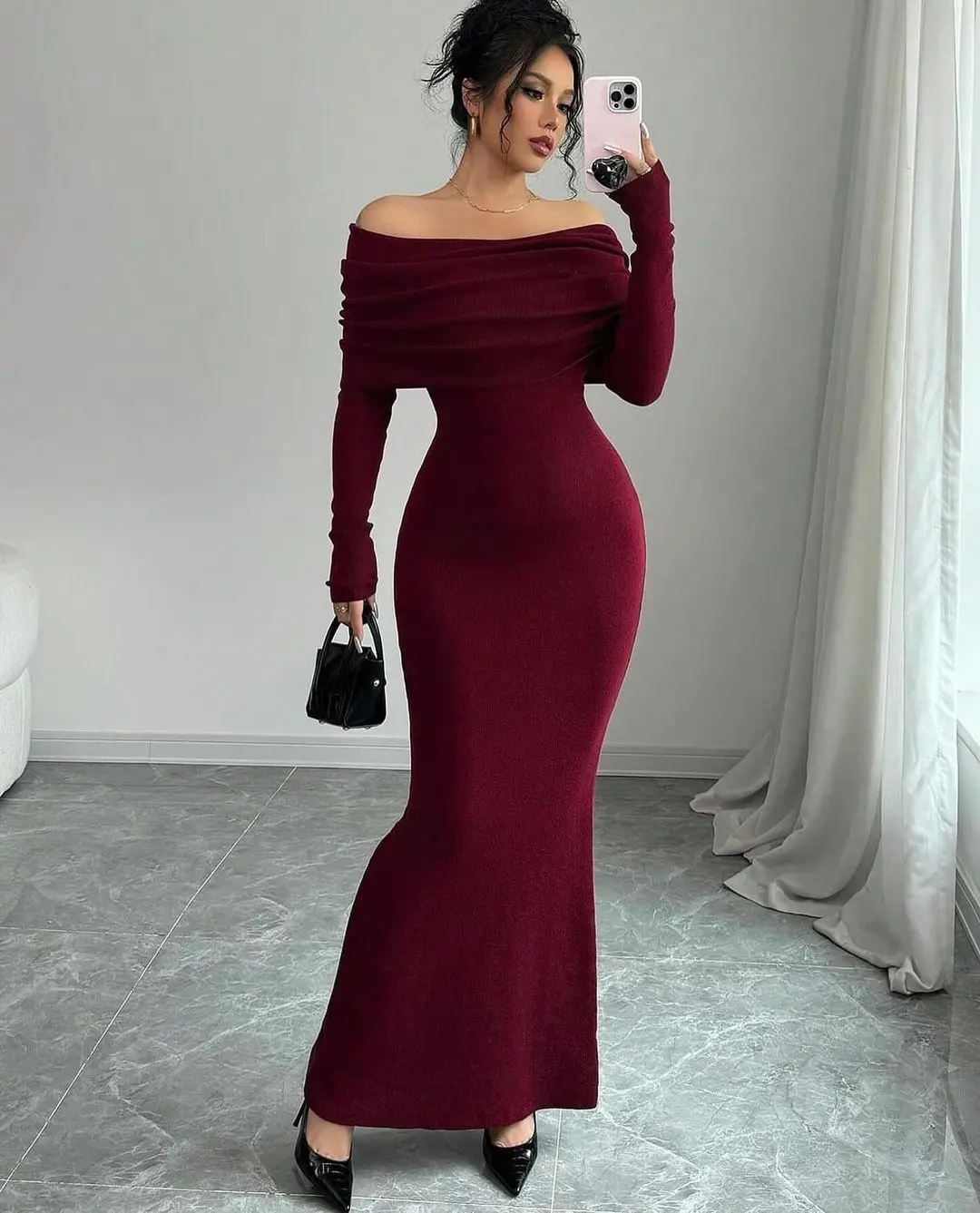 Customized Long Sleeves Prom Dresses Off The Shoulder Pleated Floor Length Party Dresses Evening Dresses
Customized Long Sleeves Prom Dresses Off The Shoulder Pleated Floor Length Party Dresses Evening Dresses