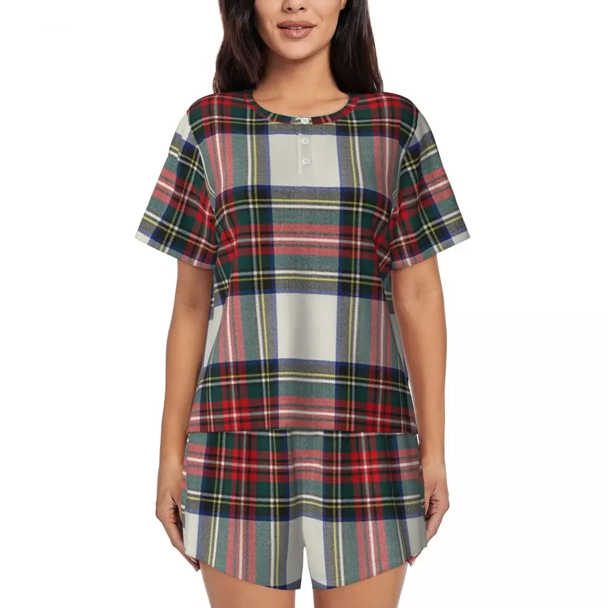 Stewart Dress Scottish Tartan Round Neck Short Sleeve Nightgowns for Sleeping Sleepshirts Women Loose Pajama Set Short Pants
Stewart Dress Scottish Tartan Round Neck Short Sleeve Nightgowns for Sleeping Sleepshirts Women Loose Pajama Set Short Pants