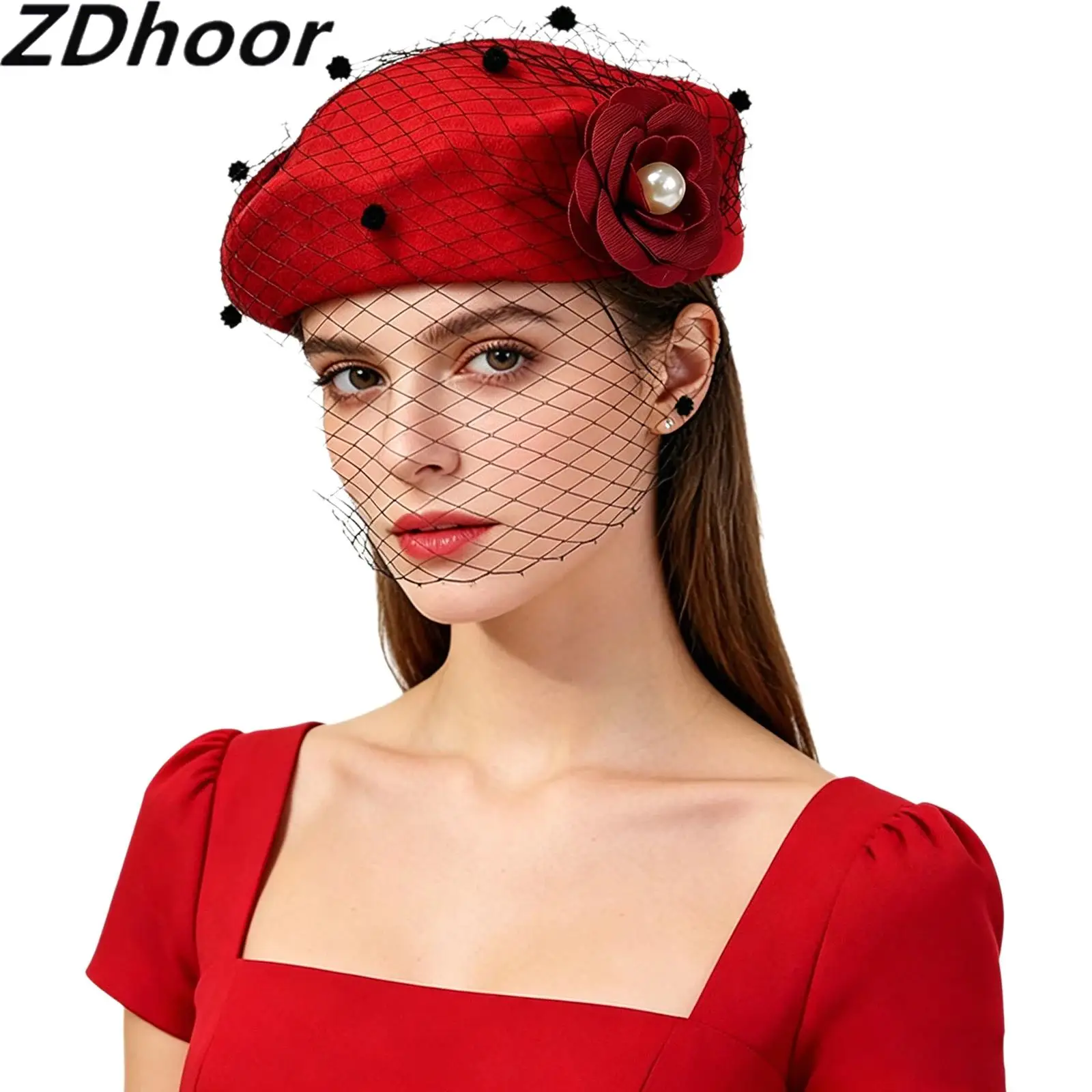 Vintage Artificial Flower Bridal Headwear Hat French Beret with Veil Pillbox Hats Cocktail Party Wedding Church Fedora
Vintage Artificial Flower Bridal Headwear Hat French Beret with Veil Pillbox Hats Cocktail Party Wedding Church Fedora