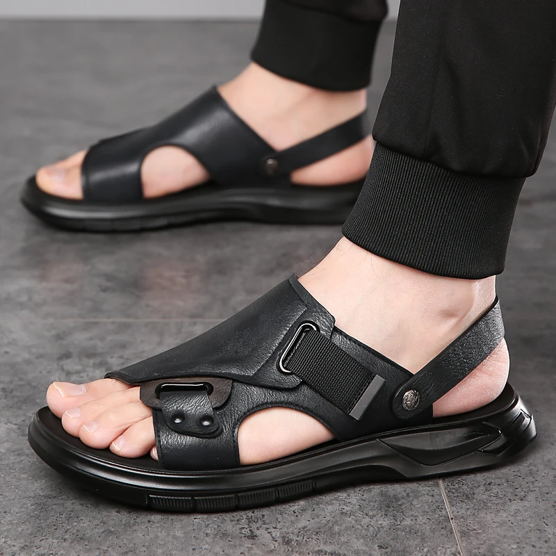 Genuine Leather Two Ways Wear Slippers Men Summer Breathable Outdoor Beach Sandals
Genuine Leather Two Ways Wear Slippers Men Summer Breathable Outdoor Beach Sandals