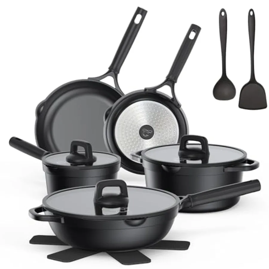 Nonstick pots and pans set 14 Pcs Induction Cooking Set with Pour Spouts and Oven Safe for Casserole PFOA FREE Classic Black Co
Nonstick pots and pans set 14 Pcs Induction Cooking Set with Pour Spouts and Oven Safe for Casserole PFOA FREE Classic Black Co