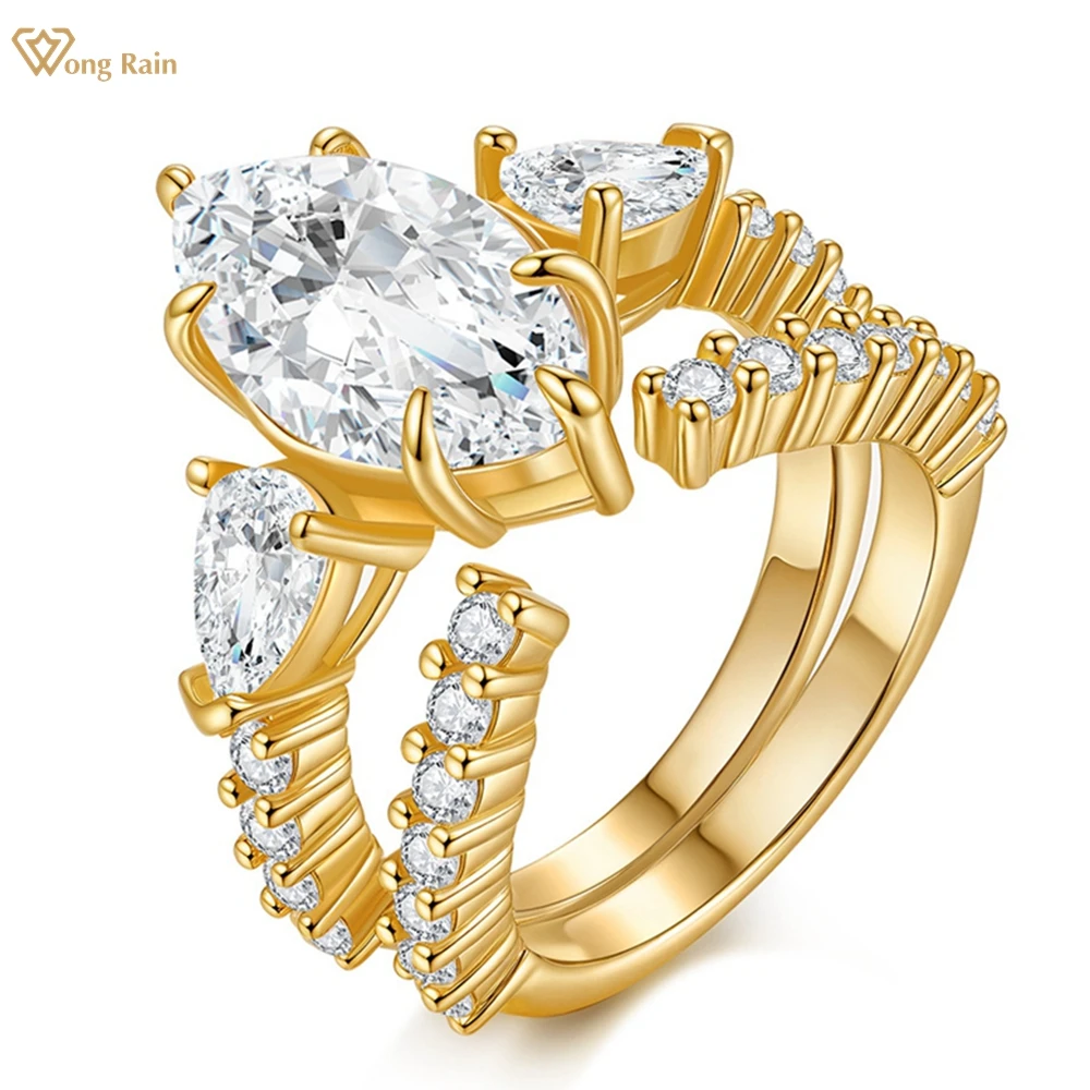 Wong Rain Роскошное серебро 925 пробы 3EX VVS1 D огранка маркизы 7*14 мм Наборы обручальных колец с настоящими муассанитами и бриллиантами изящных ювелирных изделий 
Wong Rain Роскошное серебро 925 пробы 3EX VVS1 D огранка маркизы 7*14 мм Наборы обручальных колец с настоящими муассанитами и бриллиантами изящных ювелирных изделий