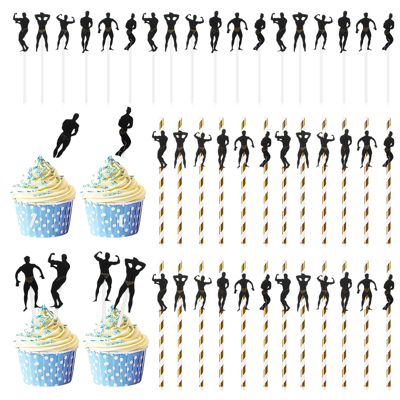 4 Sets Fitness Paper Straws Cupcake Toppers Picks Bodybuilding Party Supplies Men Decorations for Party Supplies
4 Sets Fitness Paper Straws Cupcake Toppers Picks Bodybuilding Party Supplies Men Decorations for Party Supplies