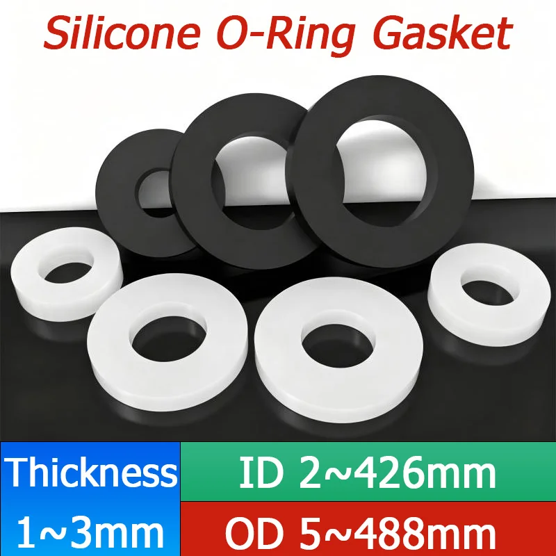 1-50pcs Flat Gasket 1~3mm Thickness ID 4-426mm White Silicone Rubber Flat Washer Flange Silicone Sealing O-ring Gasket DN15-400
1-50pcs Flat Gasket 1~3mm Thickness ID 4-426mm White Silicone Rubber Flat Washer Flange Silicone Sealing O-ring Gasket DN15-400