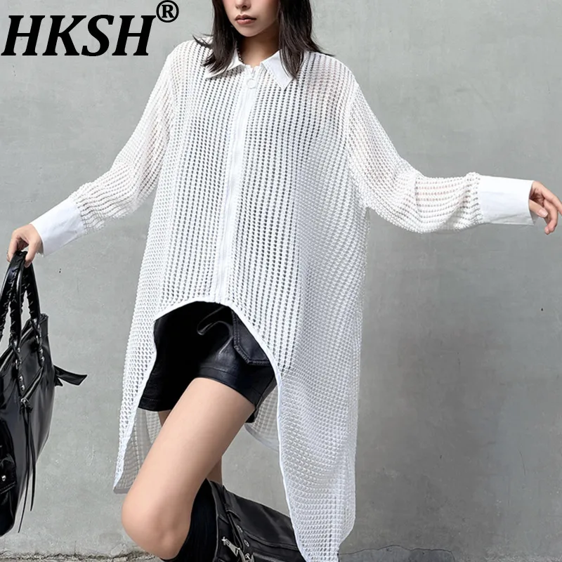 HKSH 2026 Spring Summer New Women Oversized Shirt Turn-down Collar Long Sleeves Solid Color Grid Hollow Out Irrgular Top HK18723
HKSH 2026 Spring Summer New Women Oversized Shirt Turn-down Collar Long Sleeves Solid Color Grid Hollow Out Irrgular Top HK18723