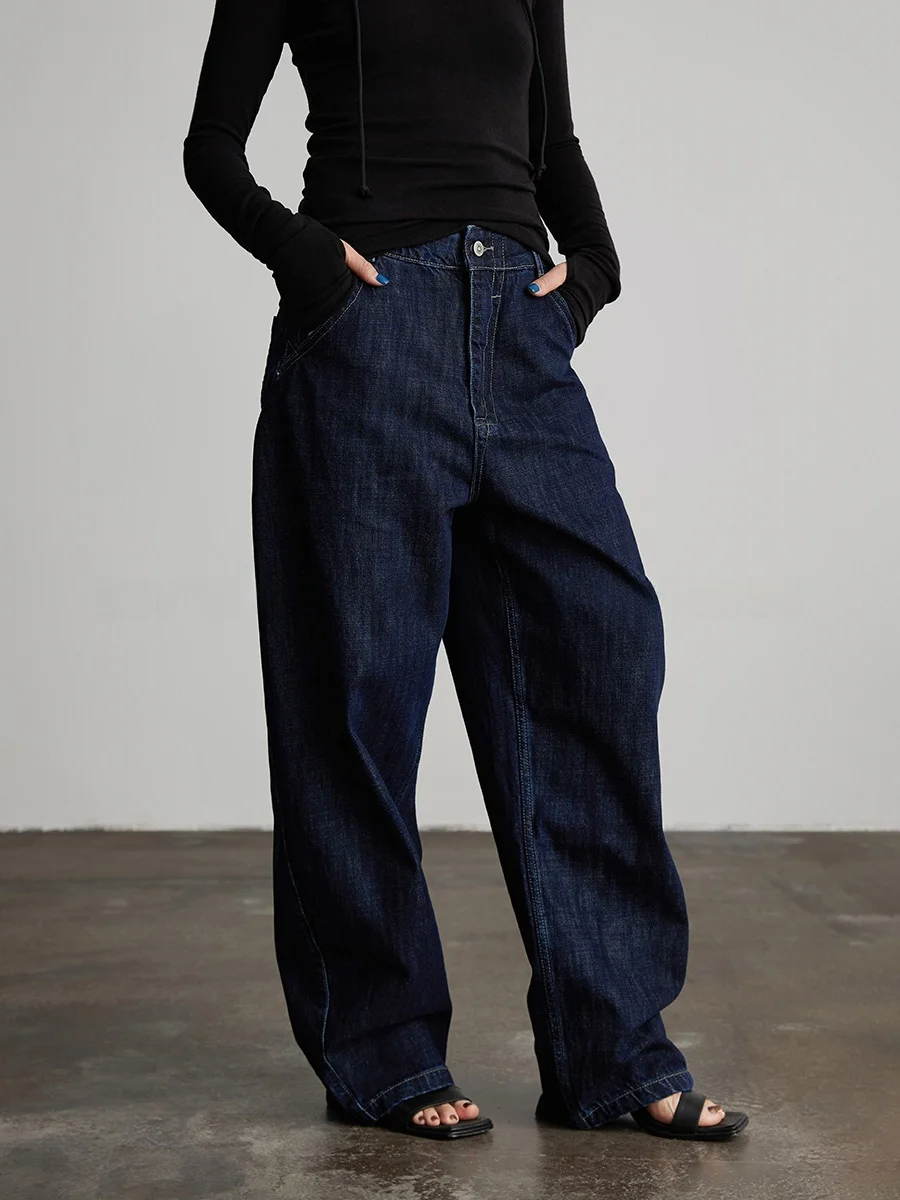 Deep Color Cotton Denim Wide Leg Pants Women's Spring Summer Casual Design Sensation Loose Structure Jeans All Seasons Wear
Deep Color Cotton Denim Wide Leg Pants Women's Spring Summer Casual Design Sensation Loose Structure Jeans All Seasons Wear