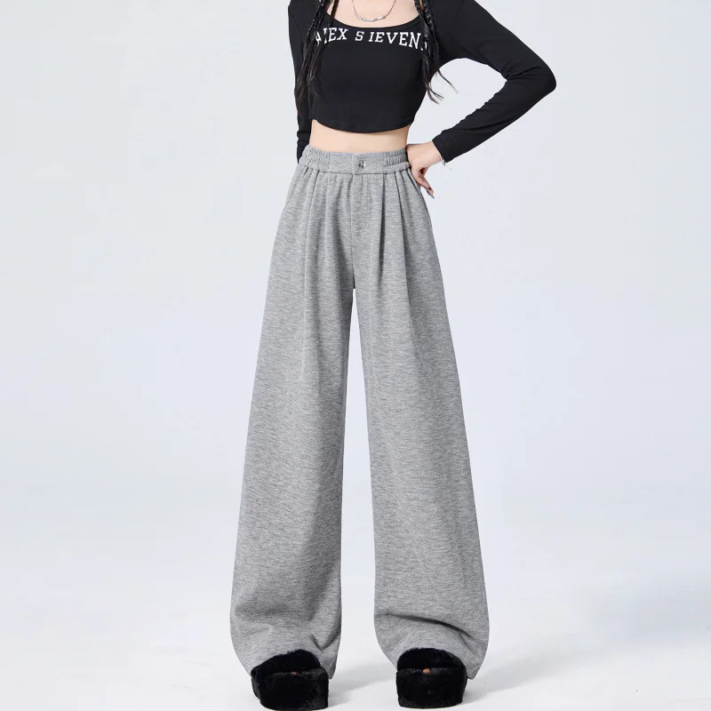 Women's cashmere pants for autumn and winter2025New elastic waist loose-fitting casual wide-leg pants with a relaxed drape
Women's cashmere pants for autumn and winter2025New elastic waist loose-fitting casual wide-leg pants with a relaxed drape