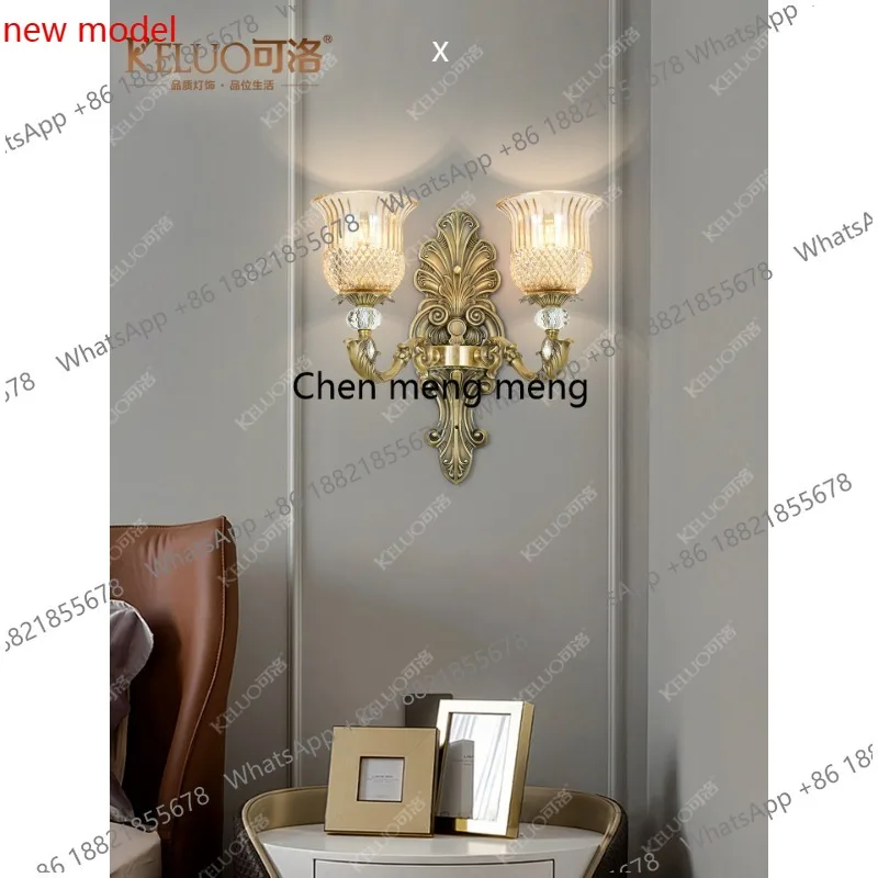 American all-copper wall lamp Bedroom bedside living room background wall lamp Entrance, crystal wall lamp
American all-copper wall lamp Bedroom bedside living room background wall lamp Entrance, crystal wall lamp