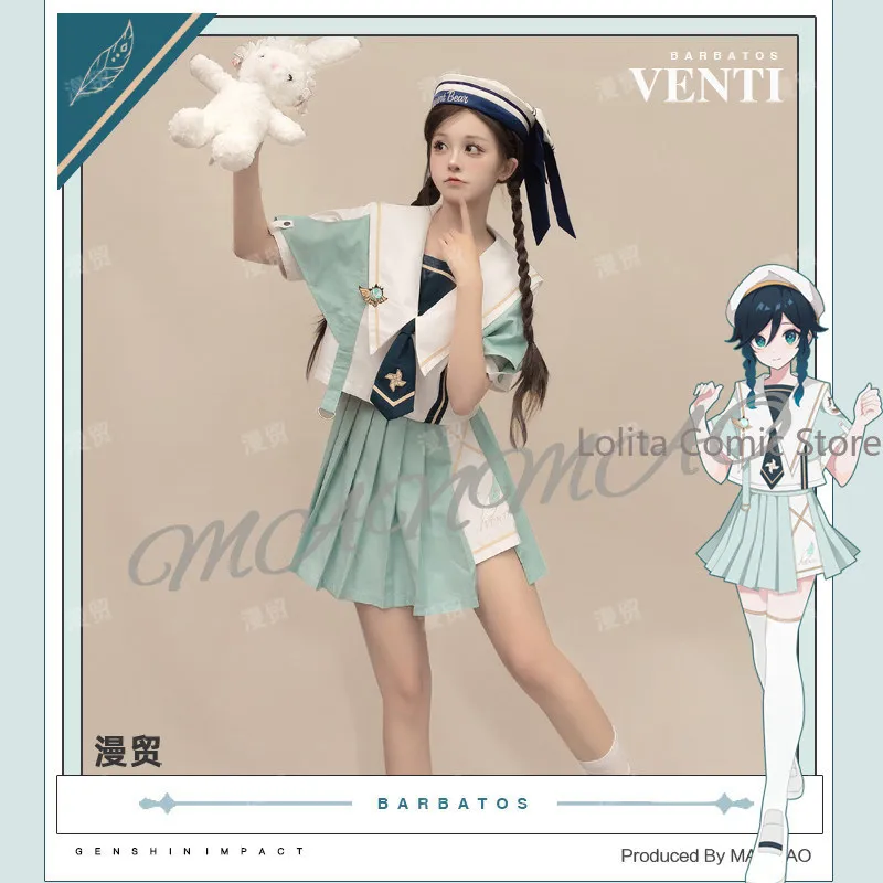 Original Genshin Impact Venti Cosplay JK Sailor Uniform Short Sleeve T-shirt Skirt Set Cosplay Daily Wear Game Role Play Costume
Original Genshin Impact Venti Cosplay JK Sailor Uniform Short Sleeve T-shirt Skirt Set Cosplay Daily Wear Game Role Play Costume