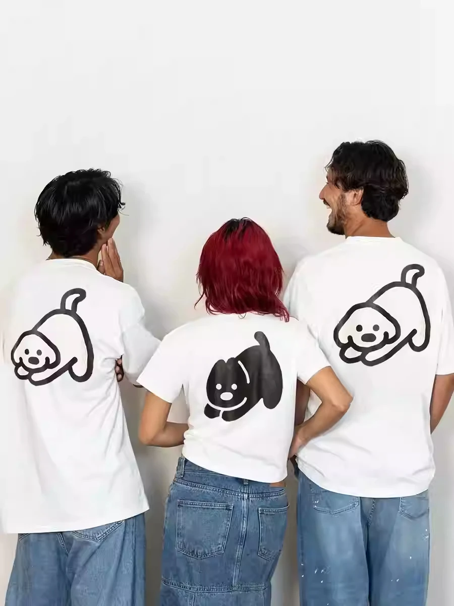Matsui Japanese Summer Tide Brand Round Neck Short-sleeved T-shirt Men's and Women's Tops Black and White Puppy Printing Loose
Matsui Japanese Summer Tide Brand Round Neck Short-sleeved T-shirt Men's and Women's Tops Black and White Puppy Printing Loose