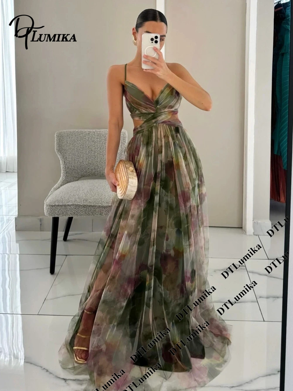 Boho Maxi Dress Thin Straps Wrap Top Open Back Chiffon Print Skirt Beach Ceremony Dress for Wedding Guest Open Back Party Gown
Boho Maxi Dress Thin Straps Wrap Top Open Back Chiffon Print Skirt Beach Ceremony Dress for Wedding Guest Open Back Party Gown