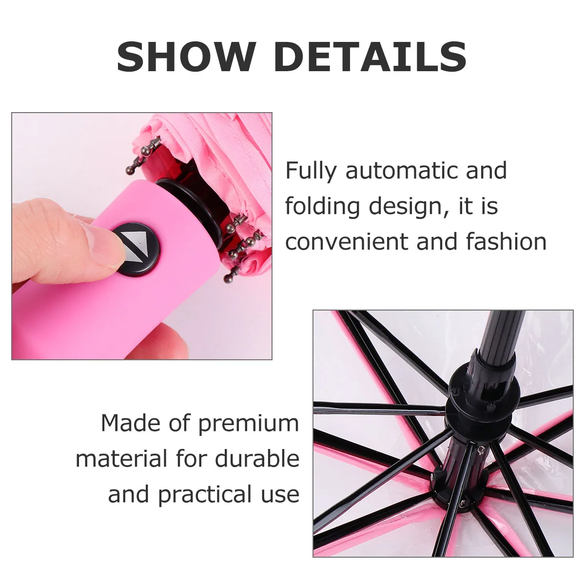 Three Folding Umbrella Transparent Premium Material Automatic Opening Closing Compact Size Portable Travel Umbrella for Rainy
Three Folding Umbrella Transparent Premium Material Automatic Opening Closing Compact Size Portable Travel Umbrella for Rainy