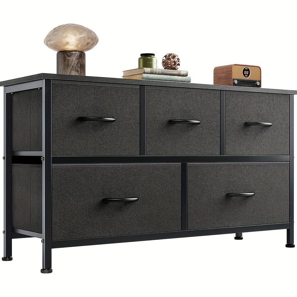 Dresser for Bedroom with 5 Fabric Drawers, Tall Chest Organizer Units for Clothing, Closet, Living Room, Storage Tower with Cabinet, Metal Frame, Wooden Top, Lightweight Furniture, 39.4 X 11.8 X 20.9in
Dresser for Bedroom with 5 Fabric Drawers, Tall Chest Organizer Units for Clothing, Closet, Living Room, Storage Tower with Cabinet, Metal Frame, Wooden Top, Lightweight Furniture, 39.4 X 11.8 X 20.9in