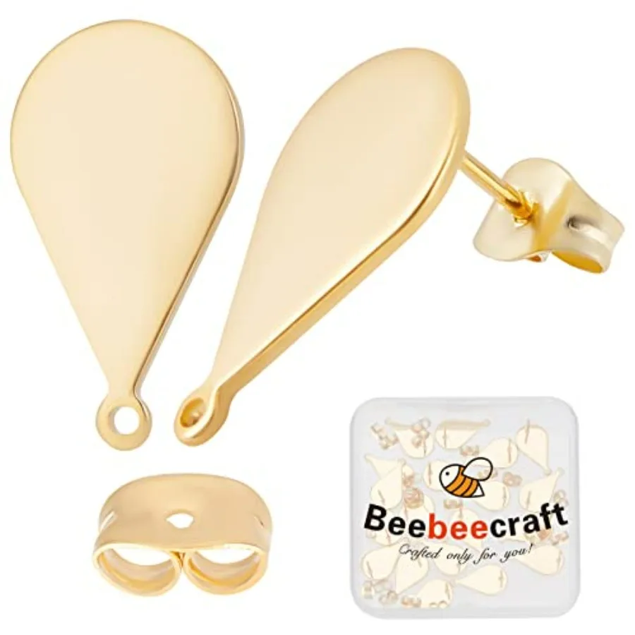 1 Box 30Pcs Teardrop Earring Findings 24K Plated Earring Studs Posts with Loops and Butterfly Earring Backs for Women Dangle Ea
1 Box 30Pcs Teardrop Earring Findings 24K Plated Earring Studs Posts with Loops and Butterfly Earring Backs for Women Dangle Ea