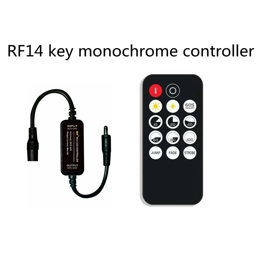 Mini LED14 key RF monochrome controller DC5-24VSMD5050 can be applied to WS2811 WS2812B LED strip lights
Mini LED14 key RF monochrome controller DC5-24VSMD5050 can be applied to WS2811 WS2812B LED strip lights