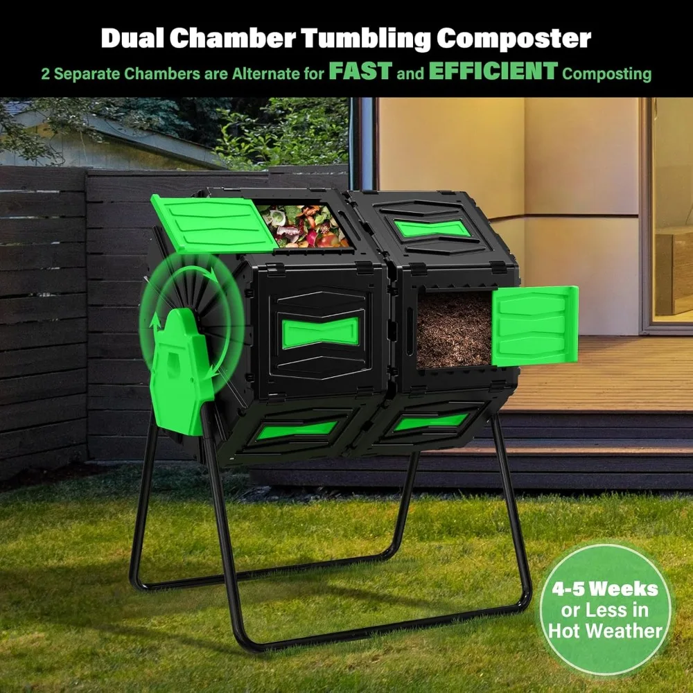 Compost Tumbler, Easy Assemble & Efficient Outdoor Compost Bin, 45 Gallon/170 Liter Large Dual Chamber Rotating Composter
Compost Tumbler, Easy Assemble & Efficient Outdoor Compost Bin, 45 Gallon/170 Liter Large Dual Chamber Rotating Composter