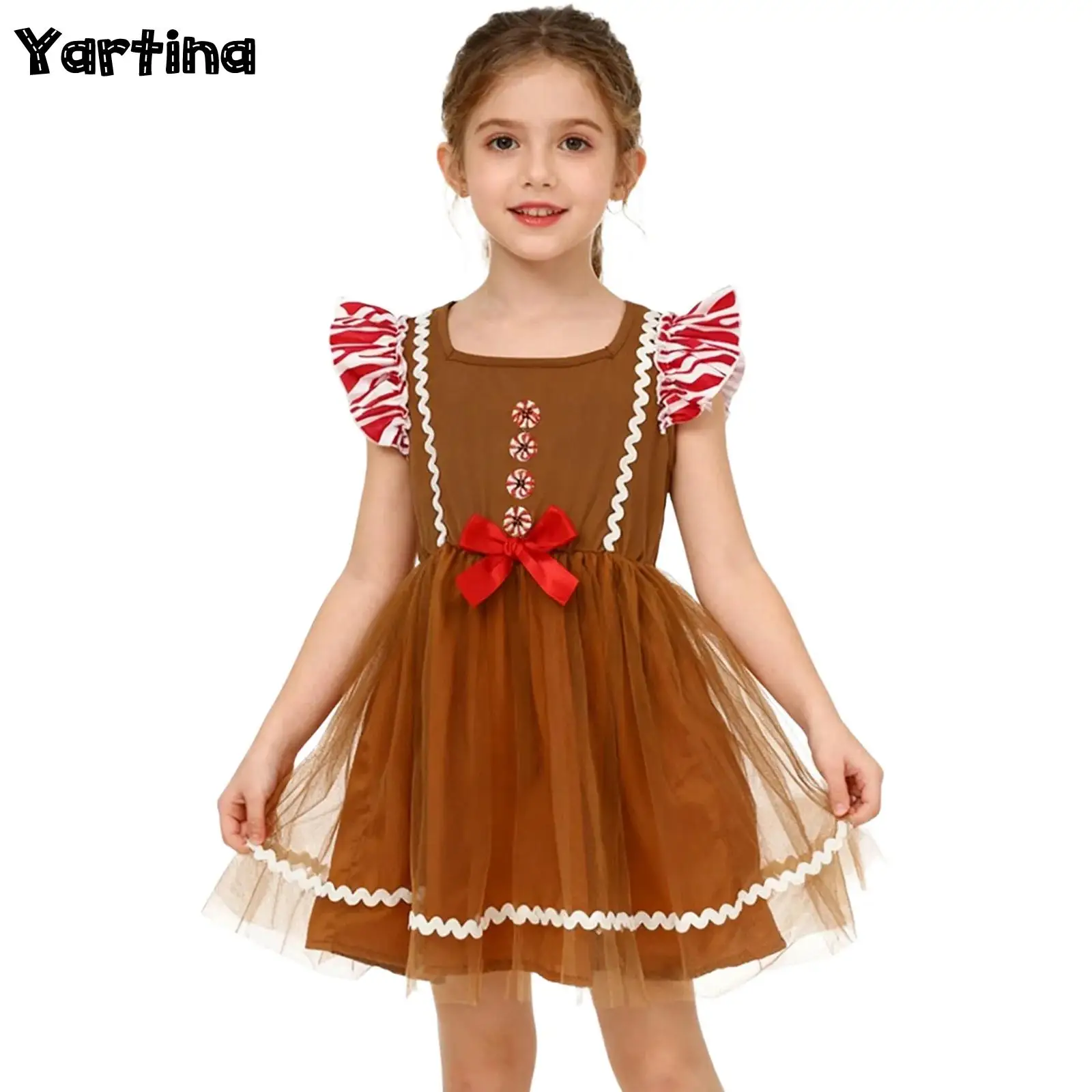 Girls Christmas Xmas Gingerbread Man Candy Cane Cookie Man Cosplay Costume Flying Sleeve Ballet Tulle Ruffled Festival Dress
Girls Christmas Xmas Gingerbread Man Candy Cane Cookie Man Cosplay Costume Flying Sleeve Ballet Tulle Ruffled Festival Dress