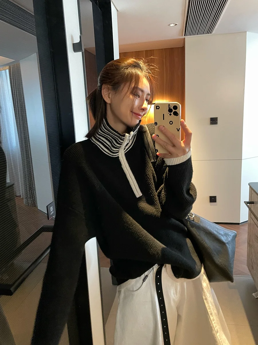 JCCC adow High Ne Knitted Sweater Wool Blend Stripe Color Blo Versatile Women's Long Sve Autumn Winter Warm Top
JCCC adow High Ne Knitted Sweater Wool Blend Stripe Color Blo Versatile Women's Long Sve Autumn Winter Warm Top