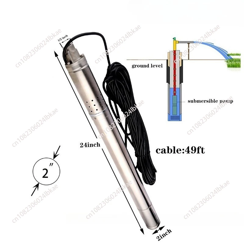 2 Inch Water Pump 50Mm Diameter Submersible Well Pump with 304 Stainless Steel Pump Body Submersible Deep Well 1000L/h
2 Inch Water Pump 50Mm Diameter Submersible Well Pump with 304 Stainless Steel Pump Body Submersible Deep Well 1000L/h