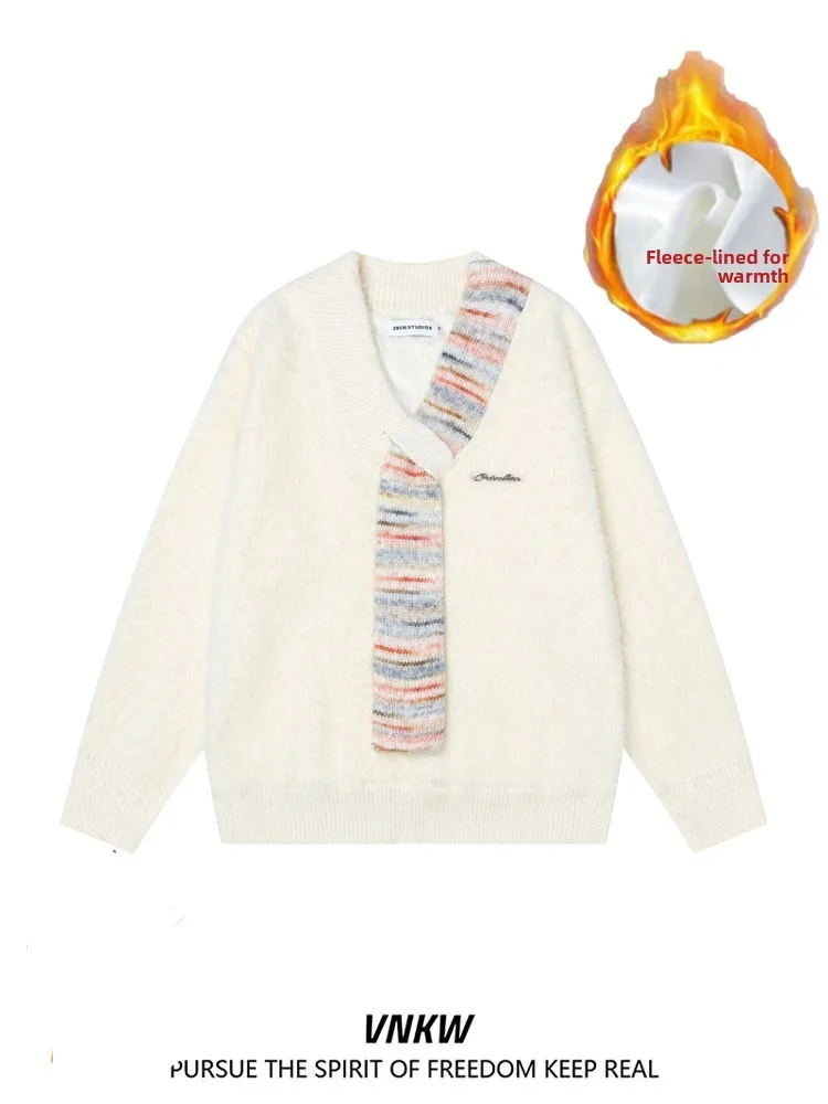 Утепленный флисовый зимний шарф-свитер с кашемировыми вставками, вязаный, в повседневном стиле, унисекс, осенний, с длинным рукавом, V-образным вырезом, теплый свитер
Утепленный флисовый зимний шарф-свитер с кашемировыми вставками, вязаный, в повседневном стиле, унисекс, осенний, с длинным рукавом, V-образным вырезом, теплый свитер