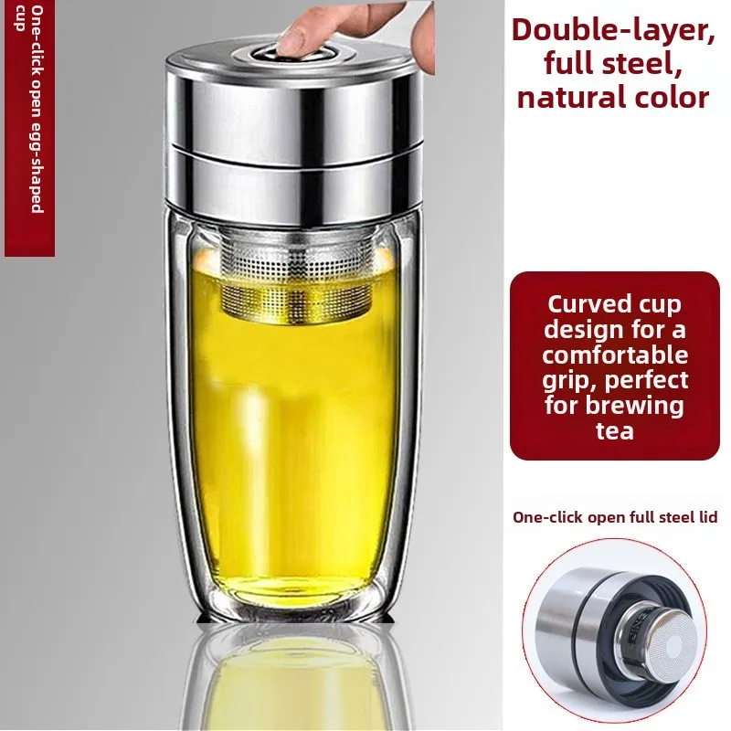 Высококачественная двухслойная стеклянная чашка для чая со стальным фильтром Me для мужчин и женщин, портативная чашка для заваривания чая с крышкой от Yujinjing
Высококачественная двухслойная стеклянная чашка для чая со стальным фильтром Me для мужчин и женщин, портативная чашка для заваривания чая с крышкой от Yujinjing