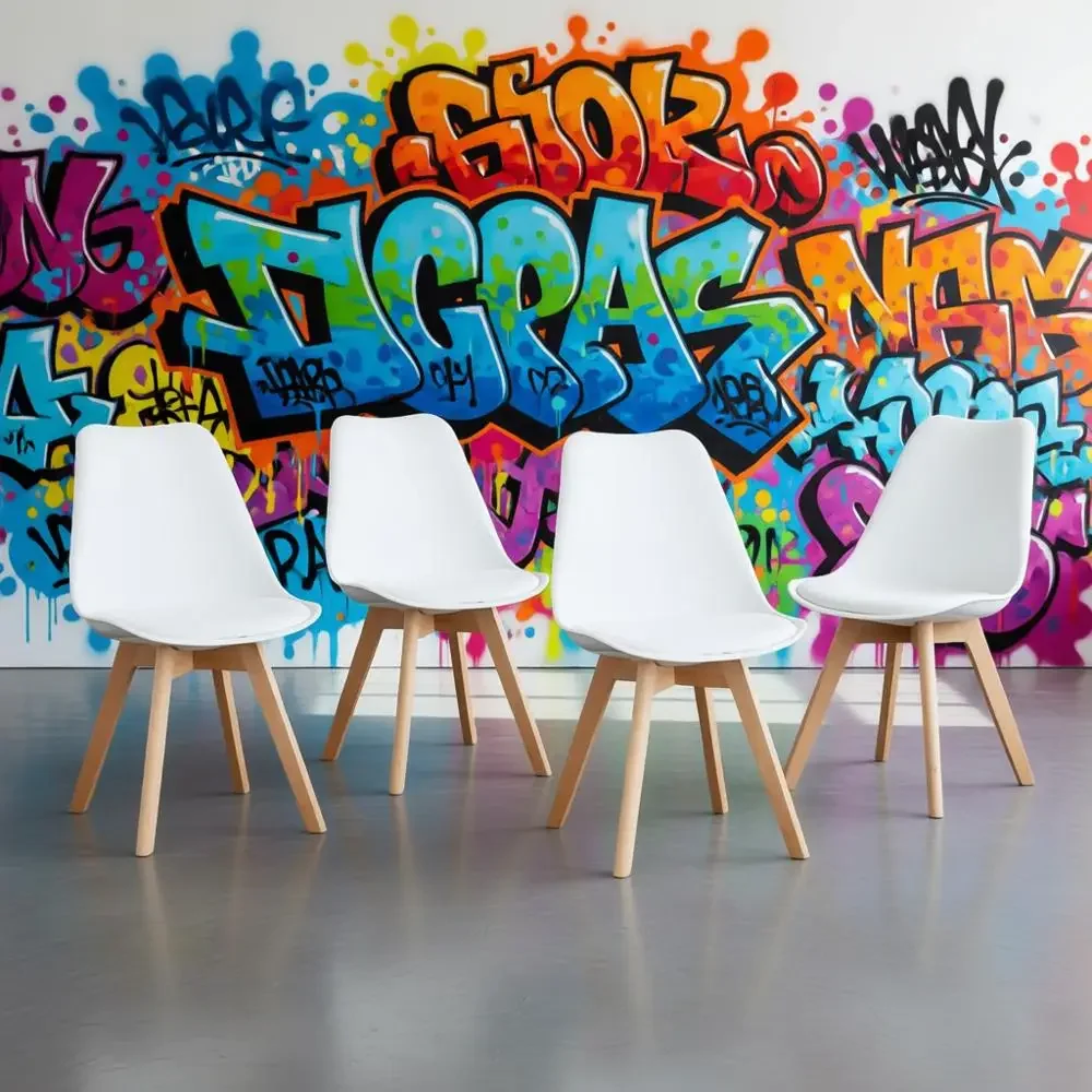 4-Piece Modern Dining Set: White PU Leather Cushioned Chairs with Wooden Legs for Kitchen, Living Room, or Outdoor Use
4-Piece Modern Dining Set: White PU Leather Cushioned Chairs with Wooden Legs for Kitchen, Living Room, or Outdoor Use