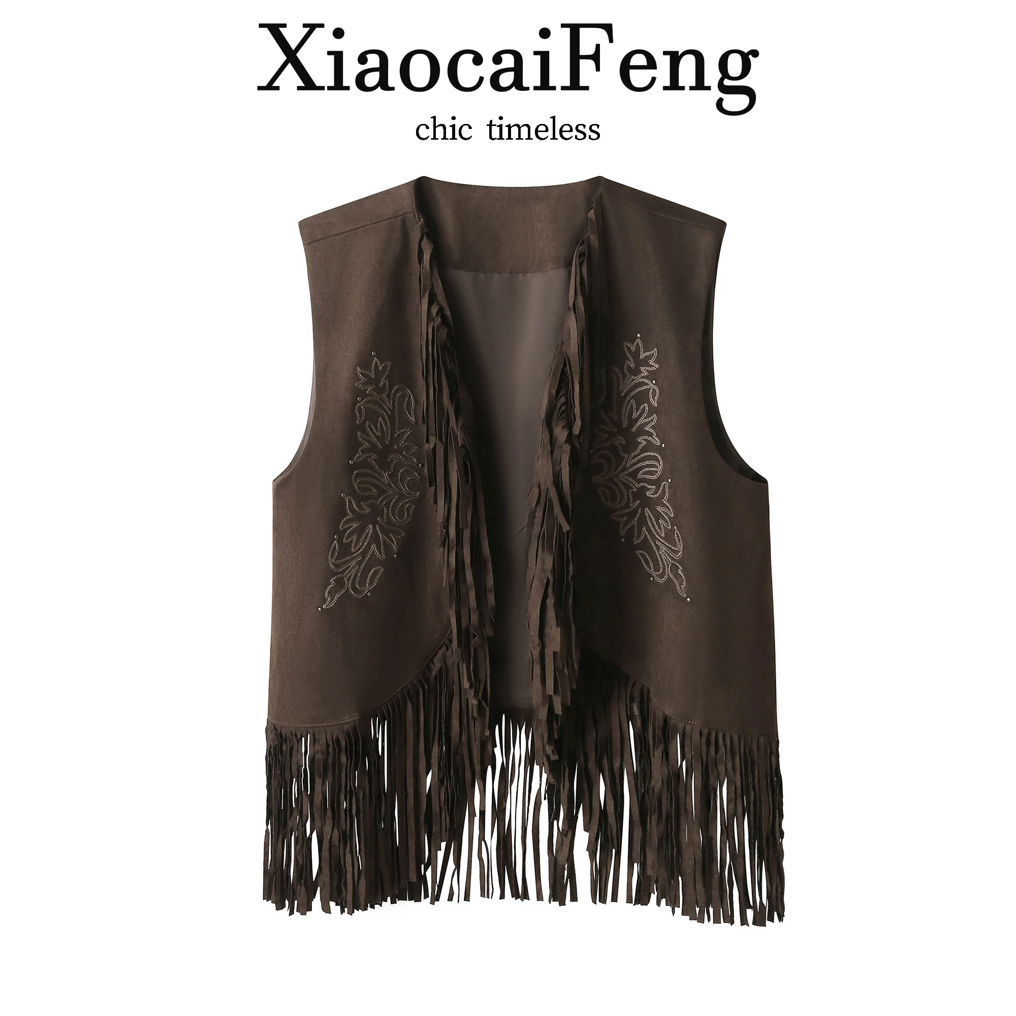 Women's Suede Fringe Vest Spring Heavy Embroidery Sleeveless Vintage Layering Outerwear Trendy Pasture Style Western Design
Women's Suede Fringe Vest Spring Heavy Embroidery Sleeveless Vintage Layering Outerwear Trendy Pasture Style Western Design