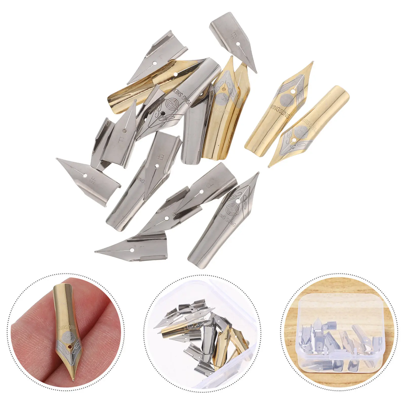 20Pcs Steel Fountain Pen Nibs Replacement Universal Fine Metal Tips Calligraphy Writing Painting Signing Spare Pen Accessories
20Pcs Steel Fountain Pen Nibs Replacement Universal Fine Metal Tips Calligraphy Writing Painting Signing Spare Pen Accessories