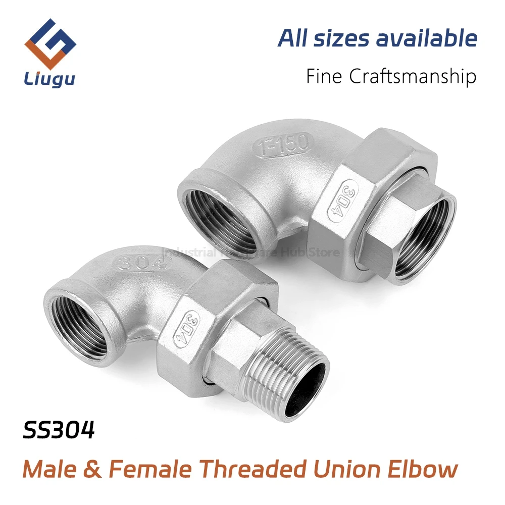 SS304 Stainless Steel BSPT Male/Female 90° Elbow Union - Leak-Proof (1/4" 1"-2") Pipe Fittings for Industrial/General Plumbing
SS304 Stainless Steel BSPT Male/Female 90° Elbow Union - Leak-Proof (1/4" 1"-2") Pipe Fittings for Industrial/General Plumbing
