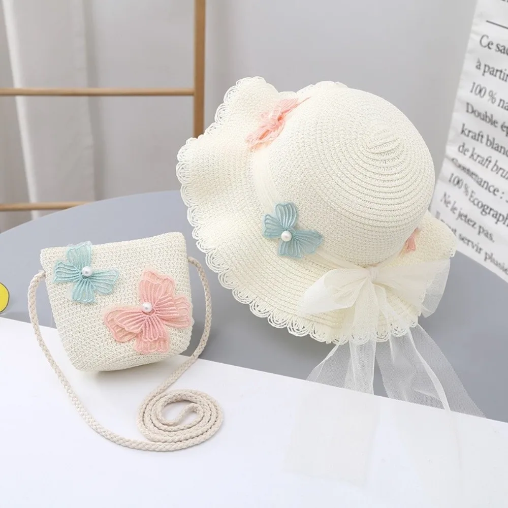 Pearl Bow Style Children Beach Straw Hat Wide Brim Sun Protection Sun Hat Solid Color Lace Sunscreen Sunshade Hat for 2-8 Years
Pearl Bow Style Children Beach Straw Hat Wide Brim Sun Protection Sun Hat Solid Color Lace Sunscreen Sunshade Hat for 2-8 Years