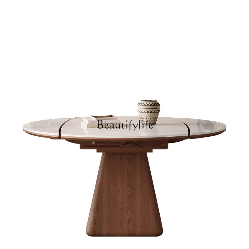 Retractable solid wood rock slab dining table round modern simple household square and round dual-purpose multi-function
Retractable solid wood rock slab dining table round modern simple household square and round dual-purpose multi-function