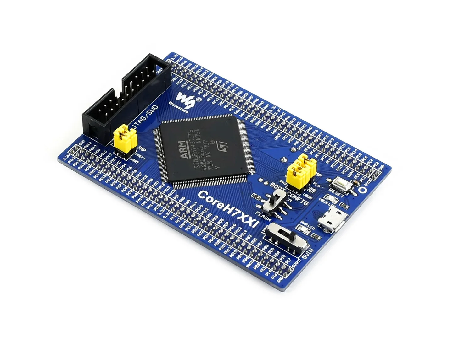 CoreH743I,STM32 STM32H743IIT6 MCU core board, full IO expander, JTAG/SWD debug interface
CoreH743I,STM32 STM32H743IIT6 MCU core board, full IO expander, JTAG/SWD debug interface