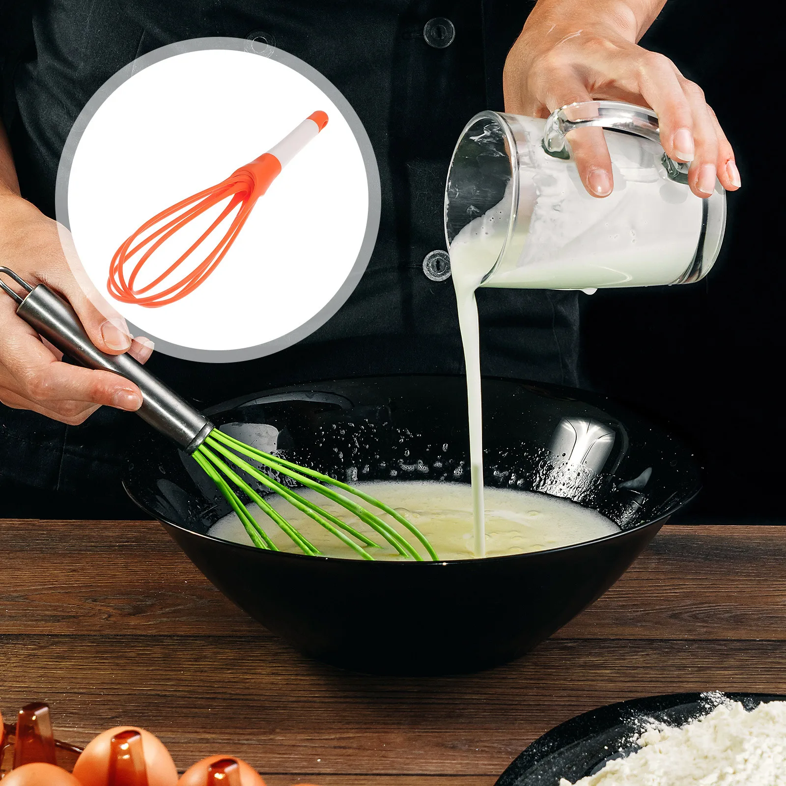 Hand Egg Mixer Silicone Balloon Whisk Non Slip Handle Food Grade Tool for Stirring Beating Mixing Sauces Salads
Hand Egg Mixer Silicone Balloon Whisk Non Slip Handle Food Grade Tool for Stirring Beating Mixing Sauces Salads