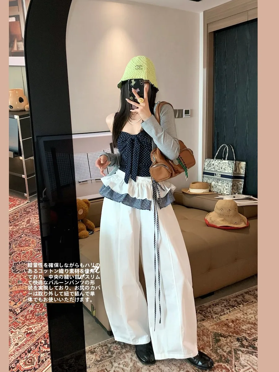 Chunhua Zheng Detachable Lace Hem Butt Curtain Elastic High Waist Knife Casual Balloon Pants Women Loose Wide Leg
Chunhua Zheng Detachable Lace Hem Butt Curtain Elastic High Waist Knife Casual Balloon Pants Women Loose Wide Leg