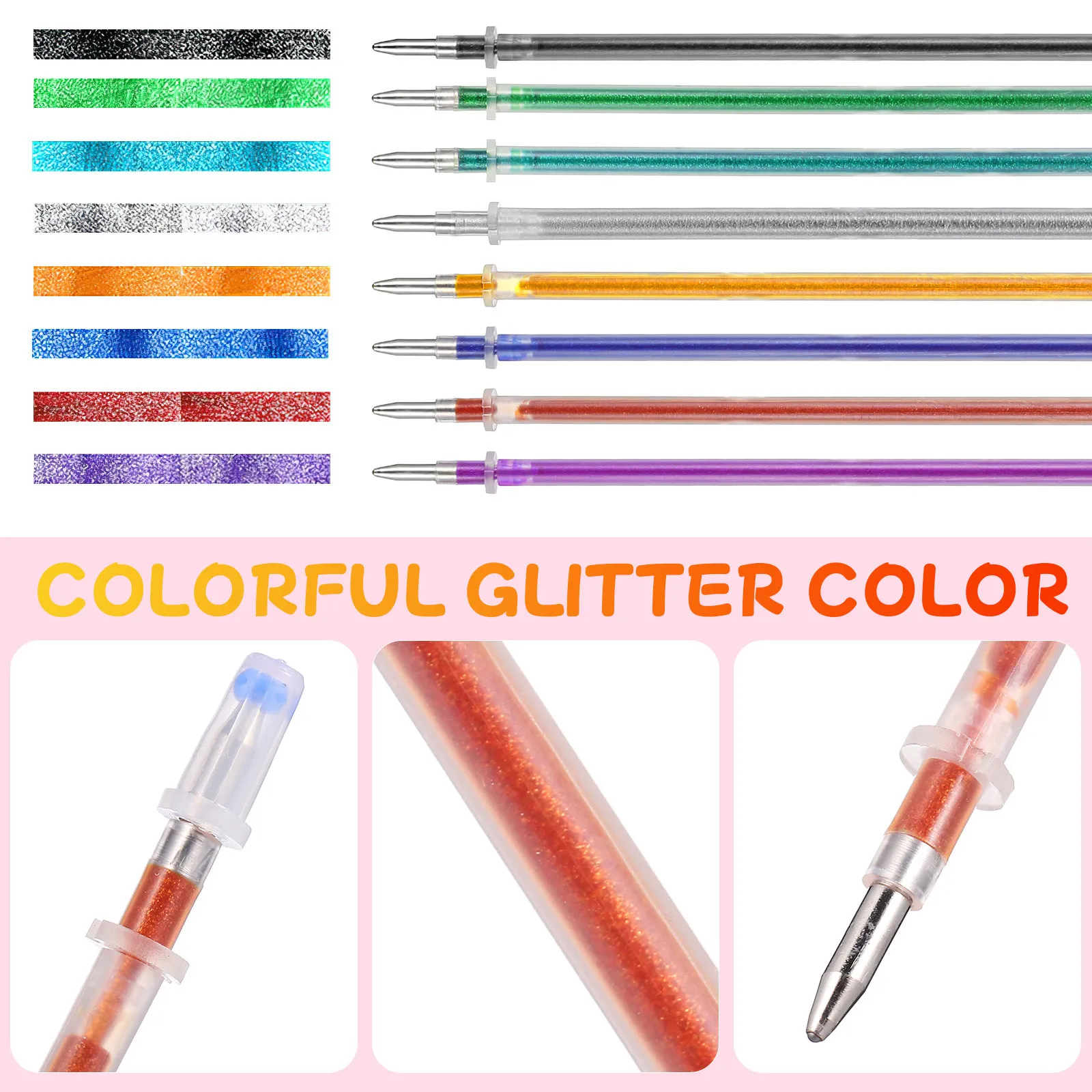 120pcs Colorful Gel Pen Refills Multicolor Pen Ink Refills Including Metallic Pastel Glitter for Coloring Scrapbooking Drawing
120pcs Colorful Gel Pen Refills Multicolor Pen Ink Refills Including Metallic Pastel Glitter for Coloring Scrapbooking Drawing