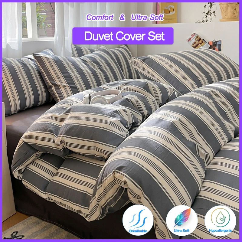 Stripe Bedding Set with Pillowcase Duvet Cover Set Single/Full/Double/Twin Size, Soft Breathable Hypoallergenic,Quilt Cover
Stripe Bedding Set with Pillowcase Duvet Cover Set Single/Full/Double/Twin Size, Soft Breathable Hypoallergenic,Quilt Cover