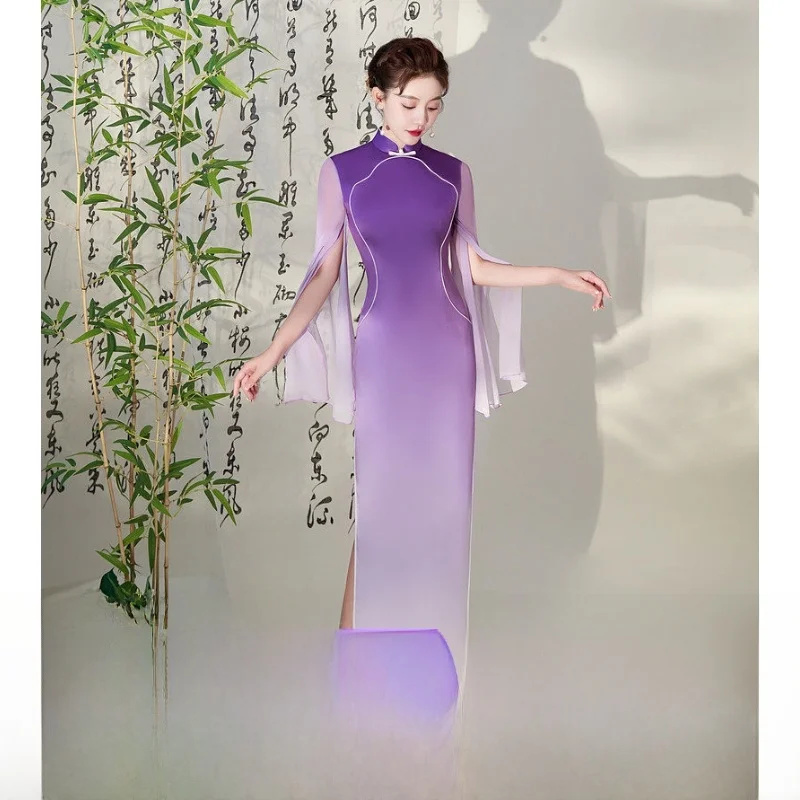 Elegant Long Dress Purple Performance Style Women's Modified Walk Show Qipao Skirt Large Size Summertime Polite
Elegant Long Dress Purple Performance Style Women's Modified Walk Show Qipao Skirt Large Size Summertime Polite
