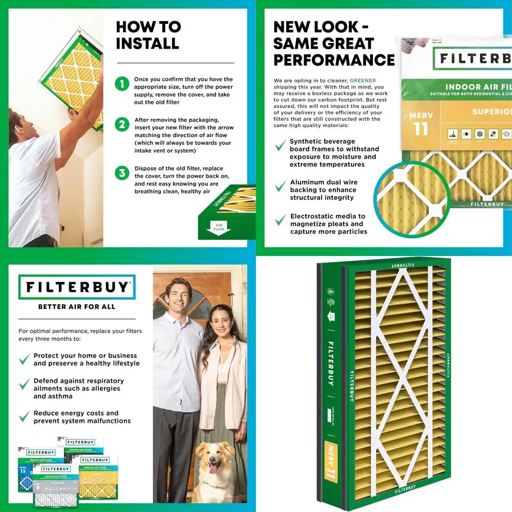 MERV 11 16x25x3 Air Filter, 2-Pack, Superior Pet & Allergy Protection for HVAC Systems
MERV 11 16x25x3 Air Filter, 2-Pack, Superior Pet & Allergy Protection for HVAC Systems