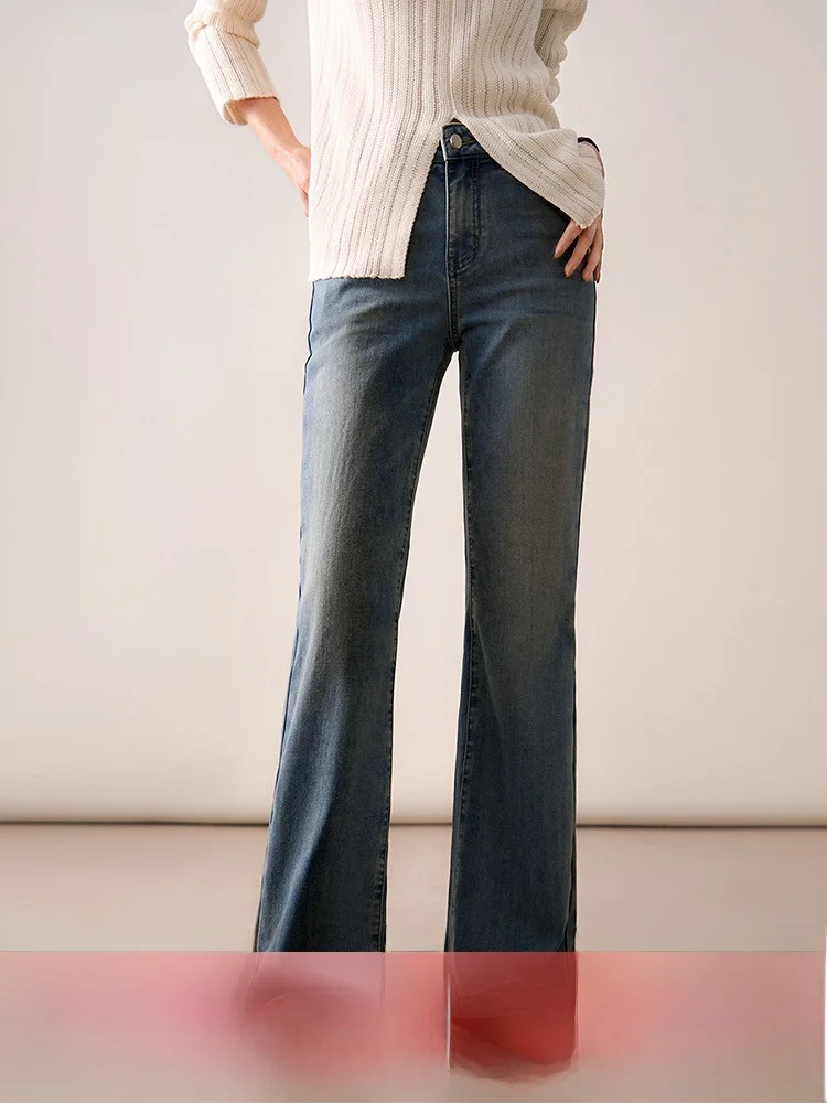 Шелковые джинсовые брюки с высокой талией, прямые повседневные женские джинсы, расклешенные ноги, темно-синие хлопчатобумажные ткани, застежка-молния, весна 2025 г.
Шелковые джинсовые брюки с высокой талией, прямые повседневные женские джинсы, расклешенные ноги, темно-синие хлопчатобумажные ткани, застежка-молния, весна 2025 г.