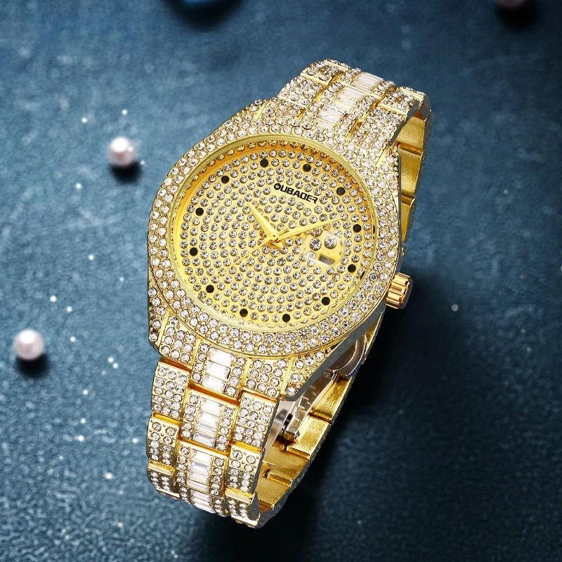 Hip Hop Hot Diamond Wristwatch For Men Luxury 18K Gold Plated Quartz Watches Day Date Party Watch Unisex Rapper Jewelry
Hip Hop Hot Diamond Wristwatch For Men Luxury 18K Gold Plated Quartz Watches Day Date Party Watch Unisex Rapper Jewelry