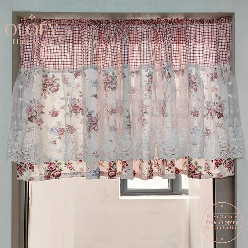 Pink Flower Lace Short Curtain for Kitchen Small Window Rod Pocket Top Half Curtain American Pastoral Print Room Door Drapes
Pink Flower Lace Short Curtain for Kitchen Small Window Rod Pocket Top Half Curtain American Pastoral Print Room Door Drapes