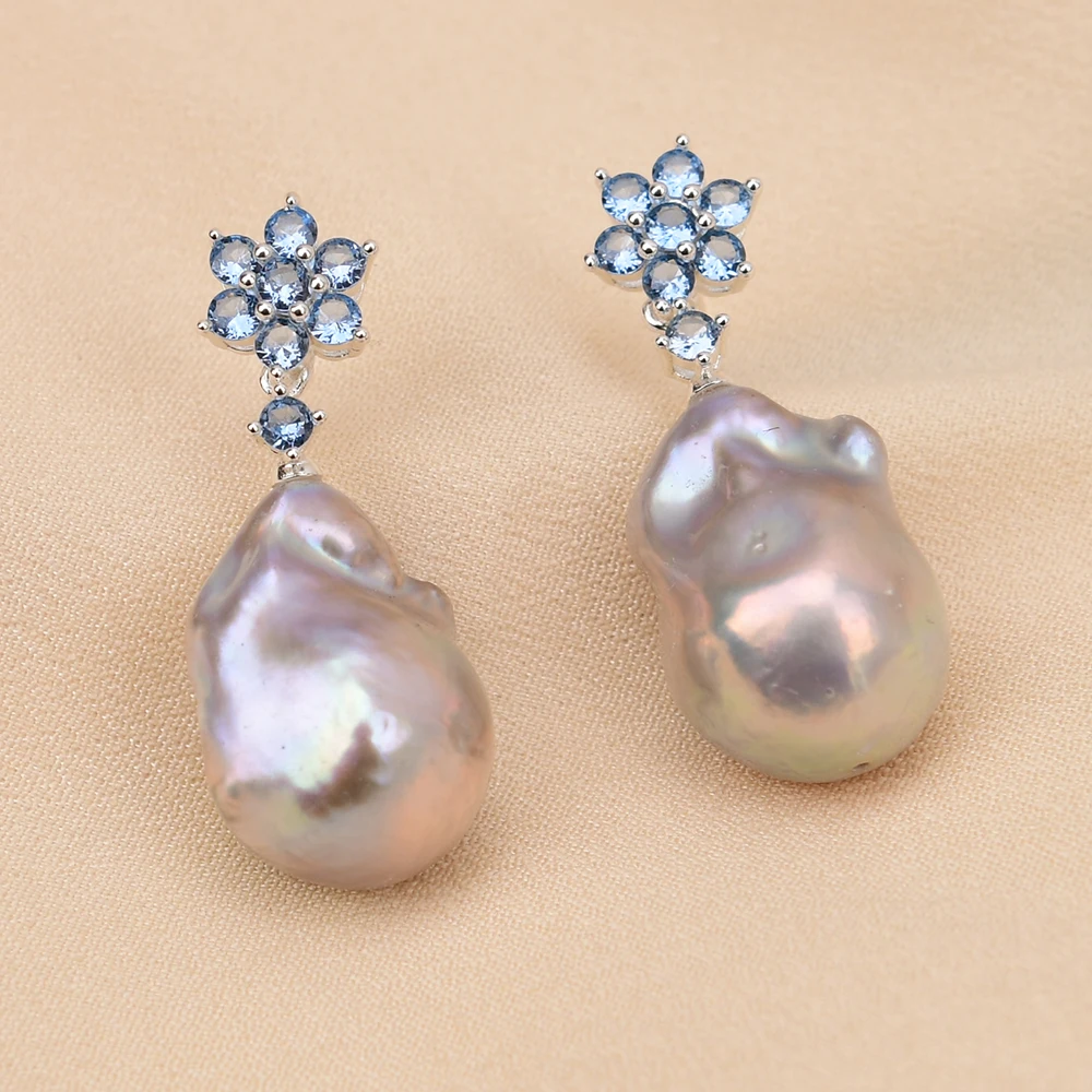 GG Natural Gray Keshi Baroque Pearl Silver Plated Crystal Metal Stud Dangle Earrings Lady Gifts
GG Natural Gray Keshi Baroque Pearl Silver Plated Crystal Metal Stud Dangle Earrings Lady Gifts