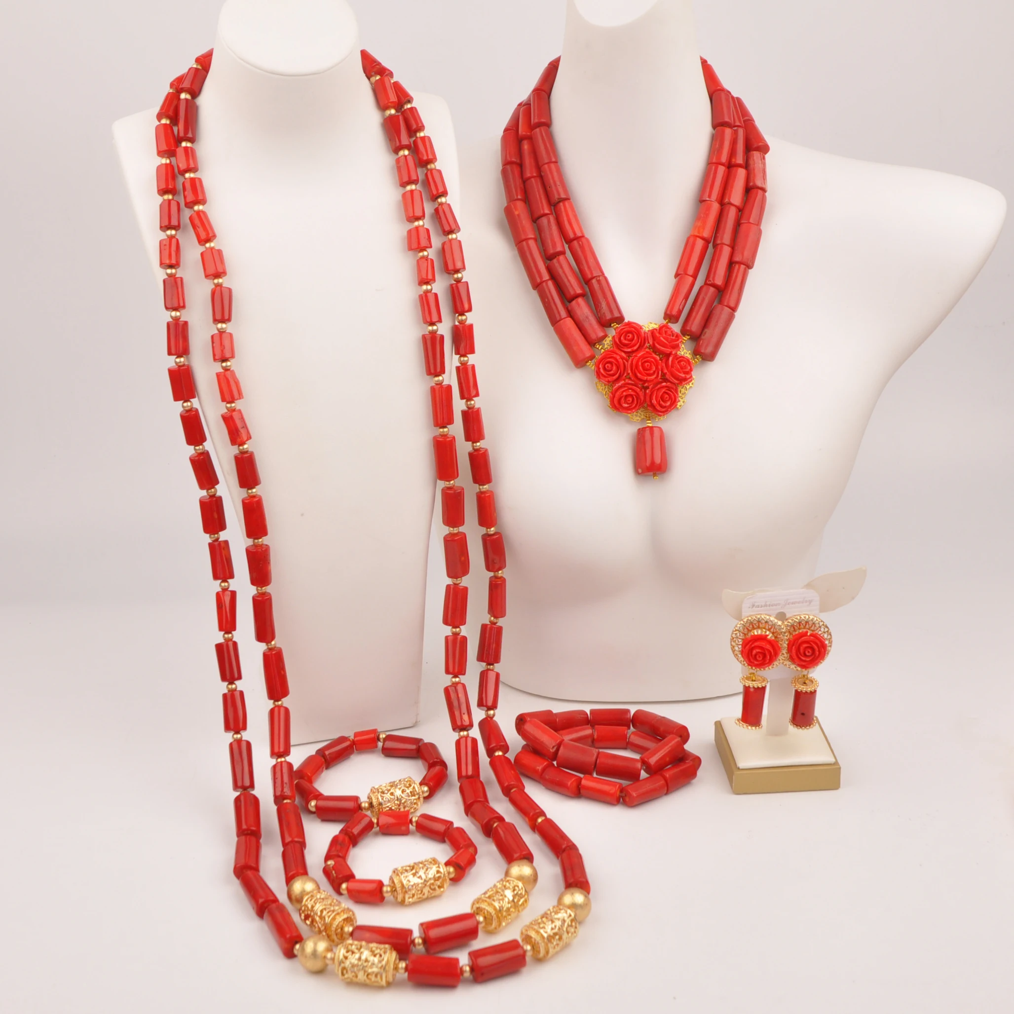 Fashion Red Coral Bead Necklace for Couple Nigerian Wedding African Jewelry Sets
Fashion Red Coral Bead Necklace for Couple Nigerian Wedding African Jewelry Sets