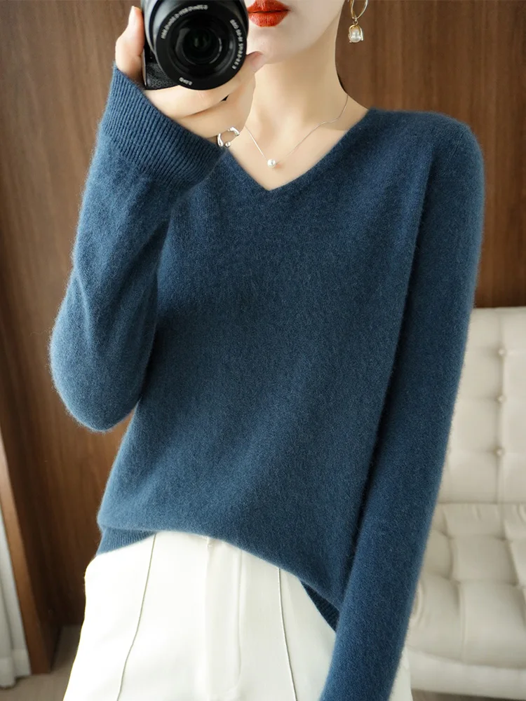 Spring New Arrival Women's Camere Long Sve V-Ne Loose Fit Thin Base irt Woolen Sweater Comfortable Soft Knitted Top
Spring New Arrival Women's Camere Long Sve V-Ne Loose Fit Thin Base irt Woolen Sweater Comfortable Soft Knitted Top