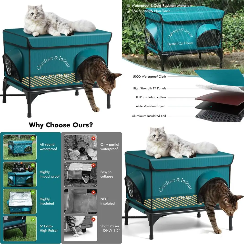 Изолированное укрытие для кошек на открытом воздухе с грелками, двумя дверцами, водонепроницаемое и повышенное (синее, 21,5x16,5x18)
Изолированное укрытие для кошек на открытом воздухе с грелками, двумя дверцами, водонепроницаемое и повышенное (синее, 21,5x16,5x18)