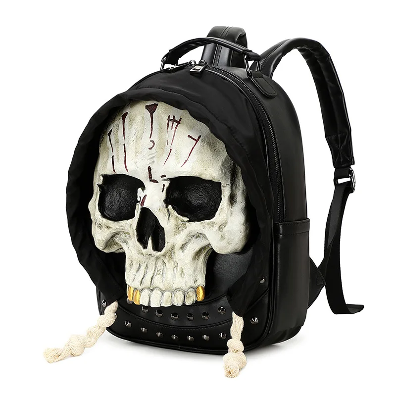Punk Style 3D Skeleton Head Metal Rivet Motorcycle Knight Halloween Backpack Double Shoulder Bag Medium Hardness Youth Backpack
Punk Style 3D Skeleton Head Metal Rivet Motorcycle Knight Halloween Backpack Double Shoulder Bag Medium Hardness Youth Backpack