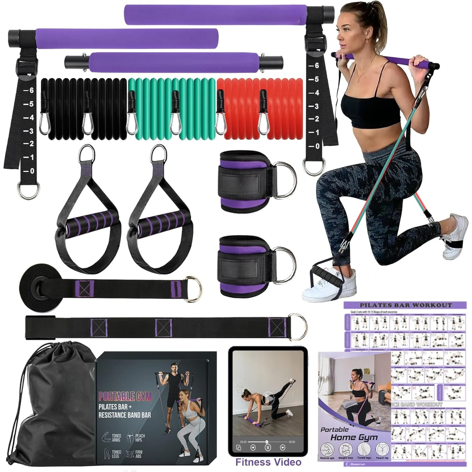 Portable Pilates Bar Kit with Resistance Bands for Men and Women - 3 Set Exercise Resistance Bands - Multifunctional Home Gym
Portable Pilates Bar Kit with Resistance Bands for Men and Women - 3 Set Exercise Resistance Bands - Multifunctional Home Gym